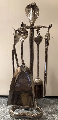 Petite Art Deco Cobra Fireplace Tools - Original 1920's