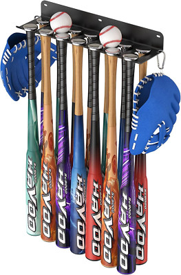 Wall Mount Baseball Bat Holder Heavy Duty Steel Rack Holds 14 Bats Organizer