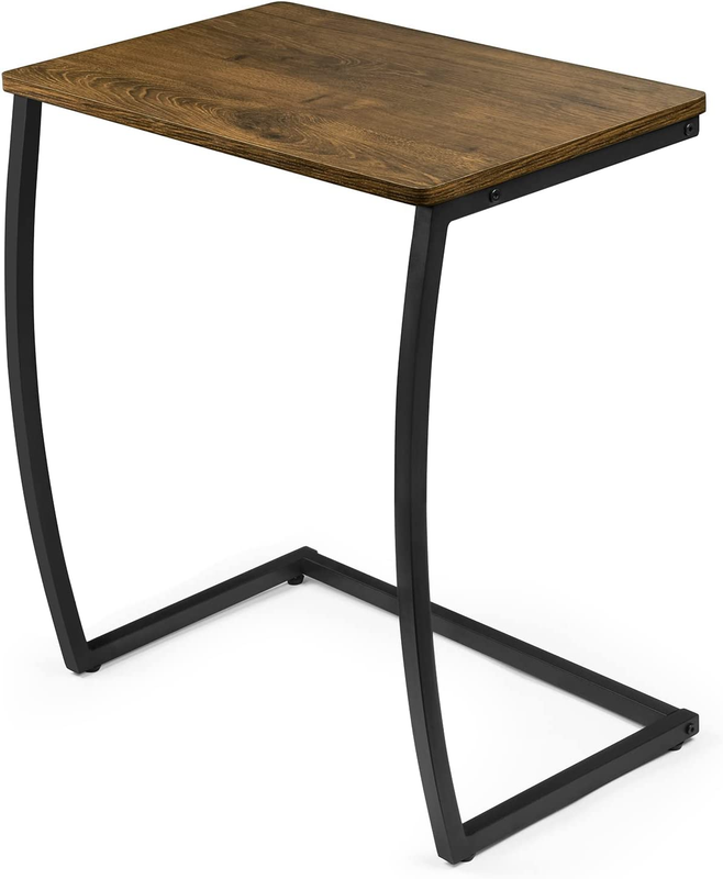 Side Table C Shaped Coffee Snack Laptop Wood Living Room Sofa Holder Study Tray