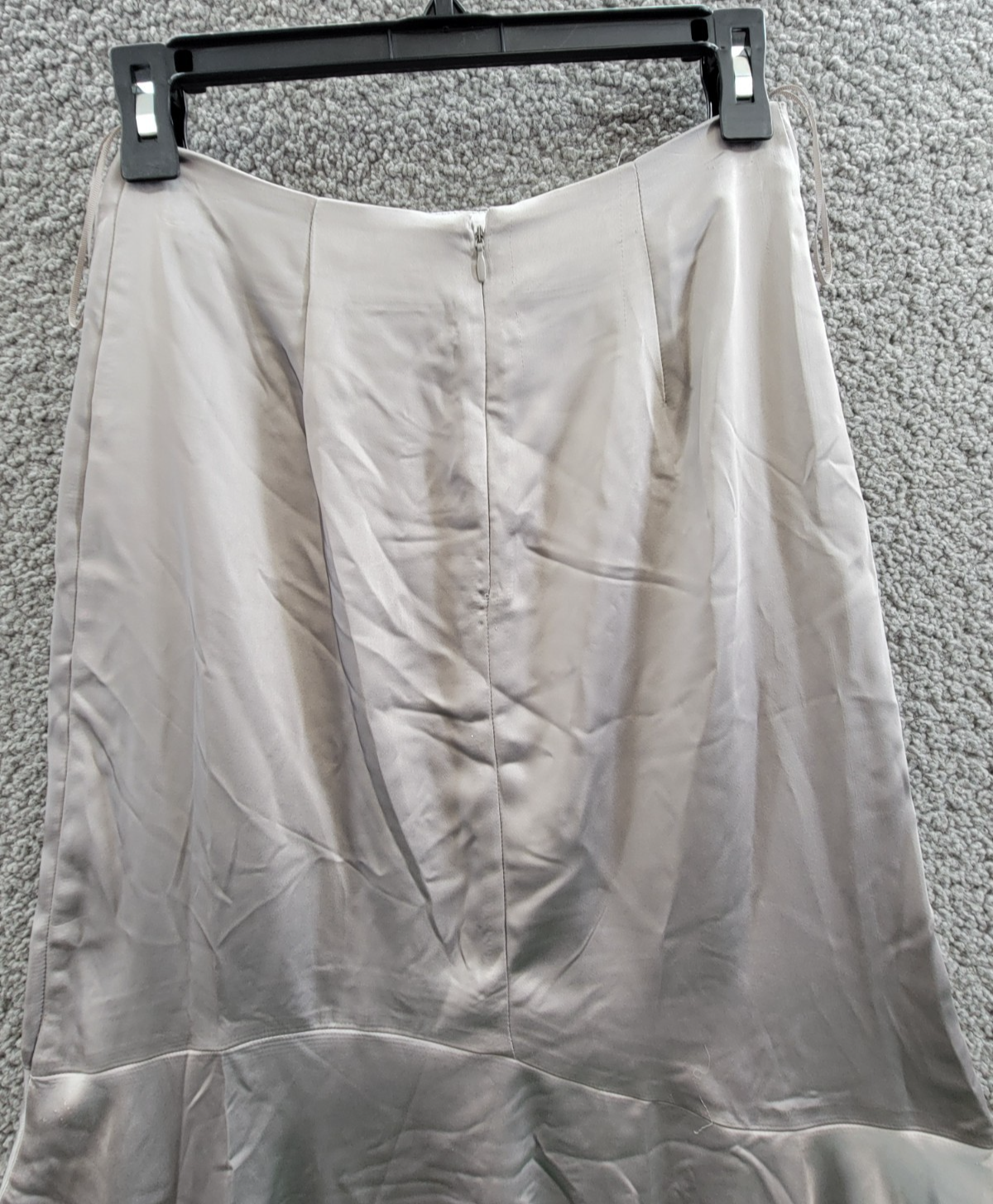 Steve Madden Lucille Satin Asymmetrical Hem Midi Skirt Women's XS Ash Grey - Picture 10 of 16