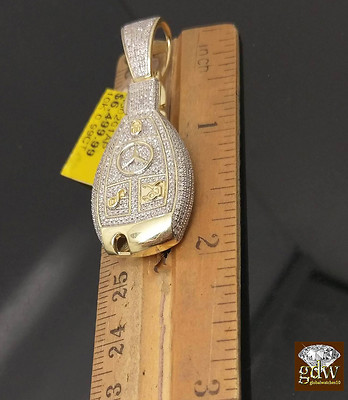 Pre-owned G&d Real 10k Yellow Gold Genuine 1 Ct Diamond Unique Car Key Charm Pendent