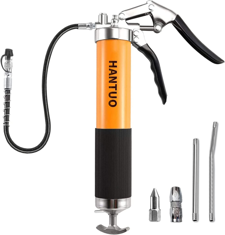 HANTUO Grease Gun, 8000 PSI Heavy Duty Pistol Grip Grease Gun Kit with 14 Oz Loa