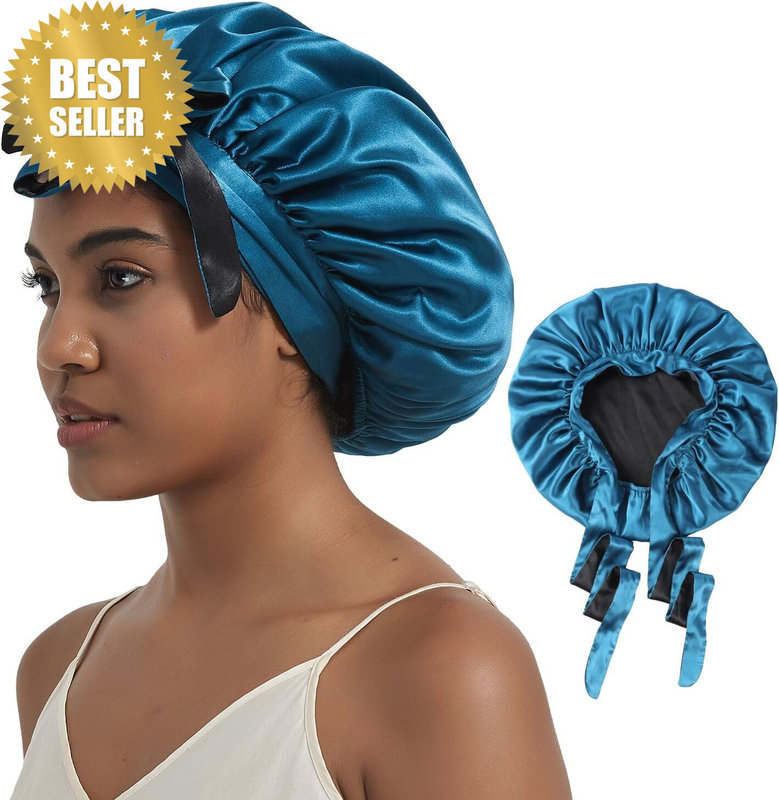 Satin Silk Bonnet for Sleeping Hair Wrap for Curly Hair Women Reversible Bonnet