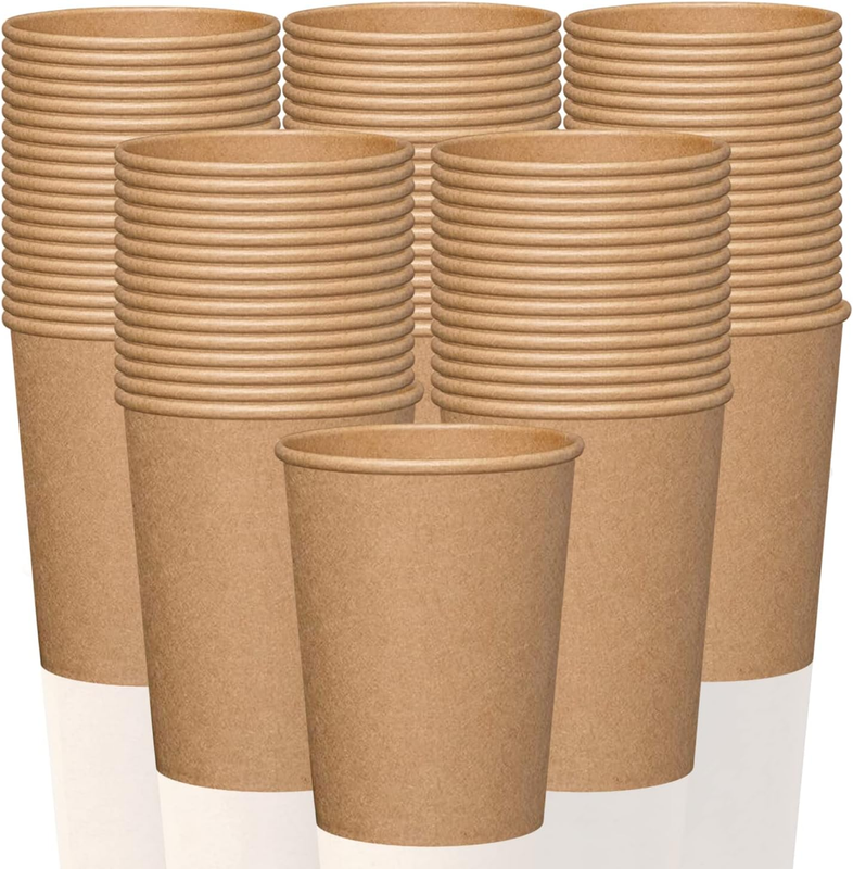 100Pcs 8 Oz Disposable Paper Cups, Hot and Cold Beverage Dri
