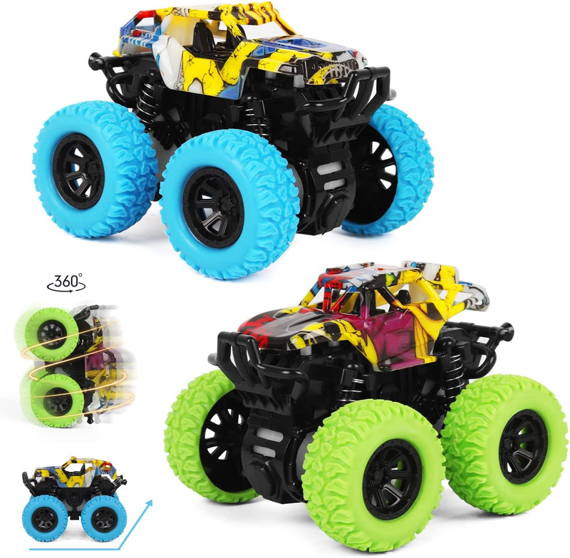 2 Pack 360&deg; Rotating Monster Truck Toys for Boys and Girls - Toddler Car