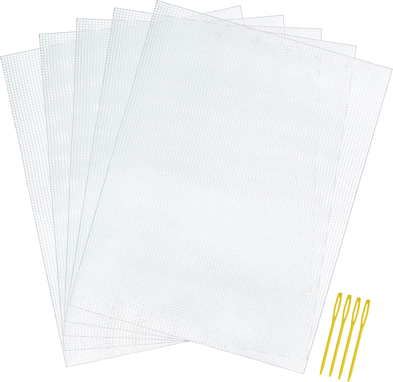 5 Pieces 7 Count Plastic Mesh Canvas Sheets for Embroidery, Acrylic Yarn Craftin