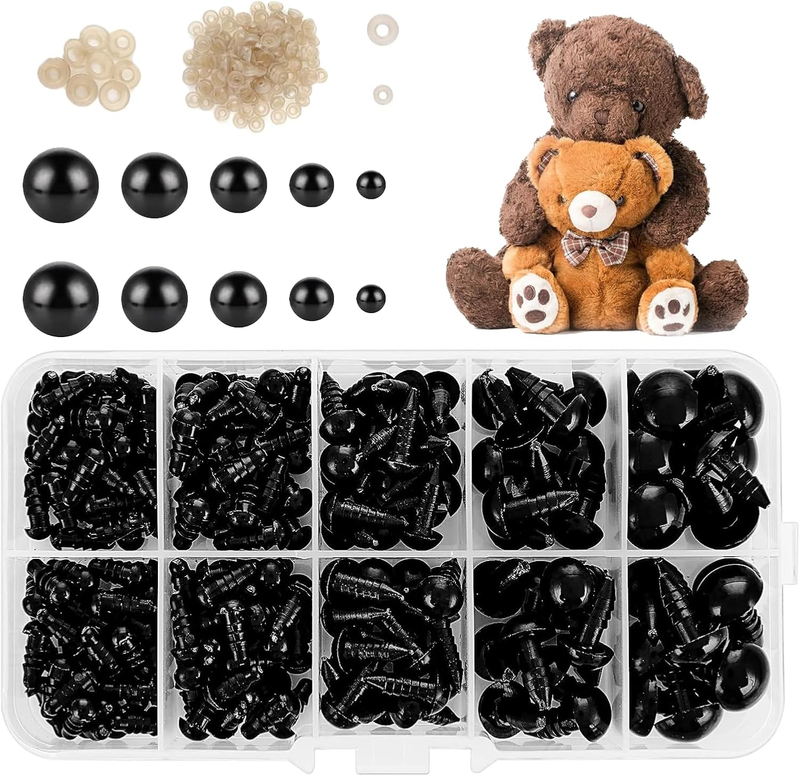 Safety Eyes for Crochet Toys with Washers, Stuffed Animal Craft Eyes Assortment