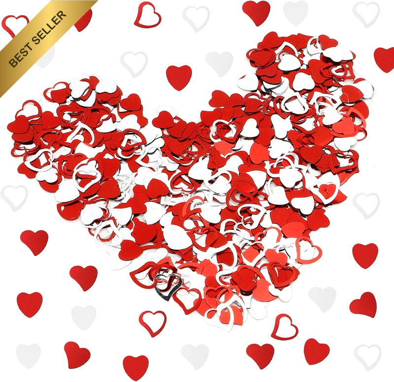Red Heart Shape Table Confetti,Mother'S Day Decorations,Metallic Foil Love Heart