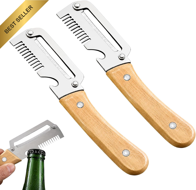 Vegetable Peeler, Multifunctional Stainless Steel Peeler Set, Zero Snag Wooden P