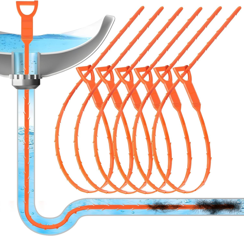 6 Pack Drain Snake, 63.5CM Drain Clog Remover,Sink Snake for Sewer Kitchen Sink
