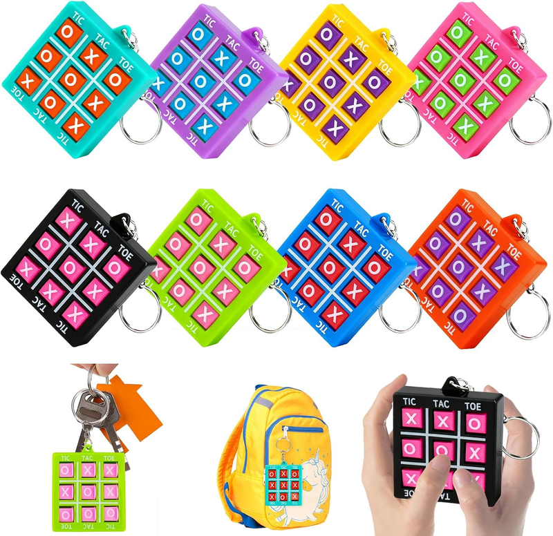 Tic Tac Toe Keychain Game 16 Pcs Party Favors Goodie Bag Classroom Prizes Kids