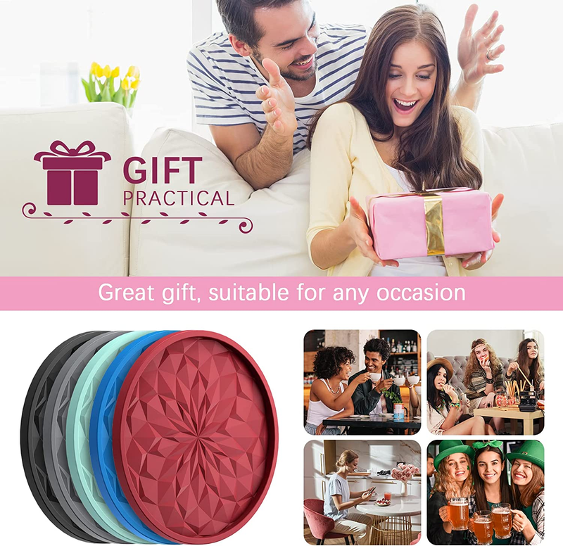 Silicone Coasters [6 Pack] Coasters with Holder - Drinking Coasters - Cup Mat fo