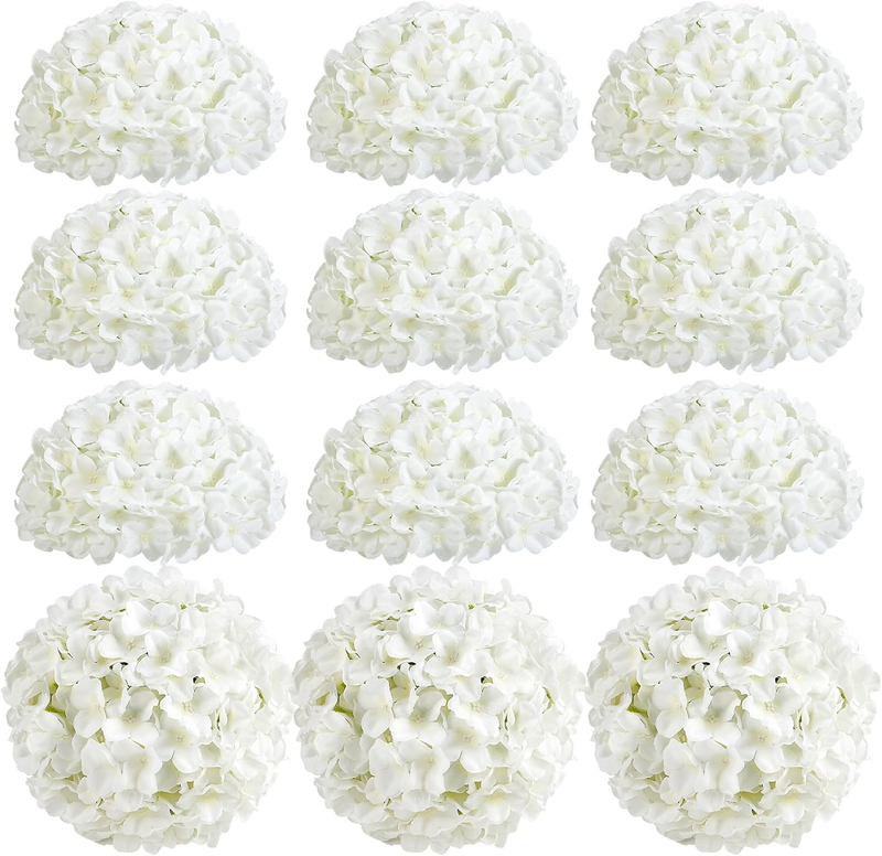 12Pcs Flower Balls for Centerpieces, White Hydrangea Wedding Flower Balls for Centerpieces, Faux Hydrangeas Floral Arrangements Bouquet for Table, Home, Wedding Decoration
