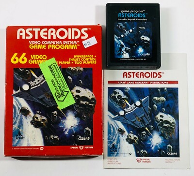 Vintage 1982 Atari 2600 Game Asteroids,  Box, Cartridge, Manual