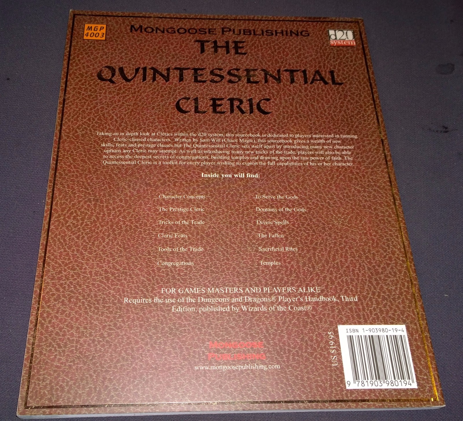 Dungeons and Dragons 3rd Edition d20 The Quintessential Cleric MGP4003