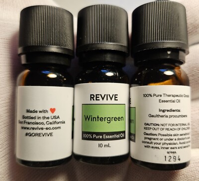 Lot Of 3 Revive Essential Oils Wintergreen 10ml Bottle! Like Young Living