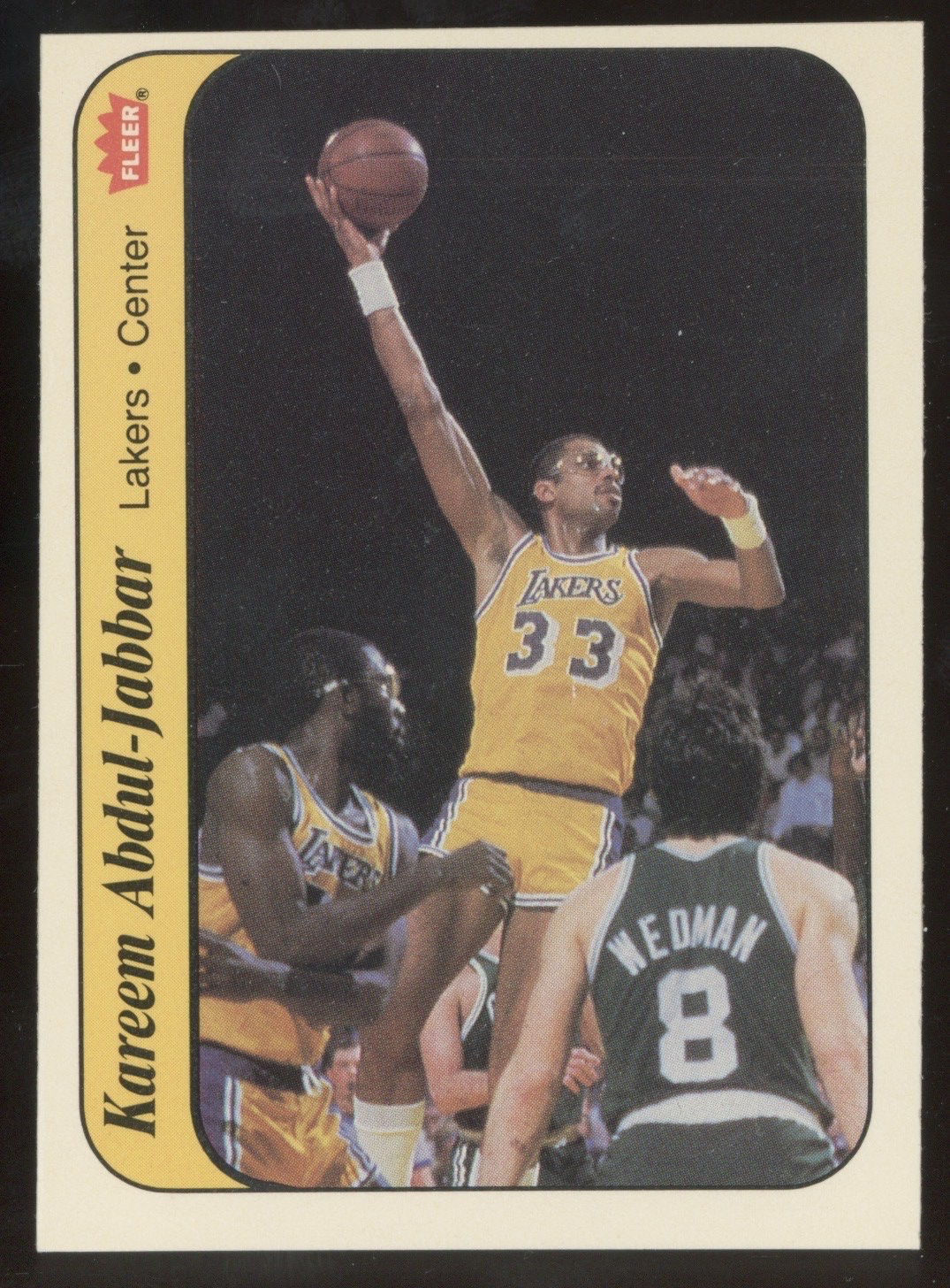 1986 Fleer Basketball Sticker #1 Kareem Abdul-Jabbar