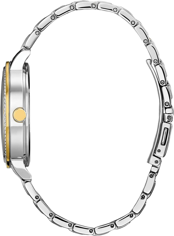 Pre-owned Citizen Eco-drive Ladies' Mickey Mouse Crystal Watch, Two Tone Gold Stainless St