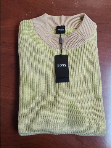 ニット・セーター HUGO BOSS Men Sweater 50519624361 Brown BOSS - Cotton zip-neck sweater with embroidered logo - Black