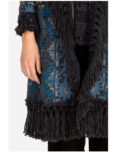Pre-owned Johnny Was Hoodie Duster Cardigan Wrap L In Multicolor