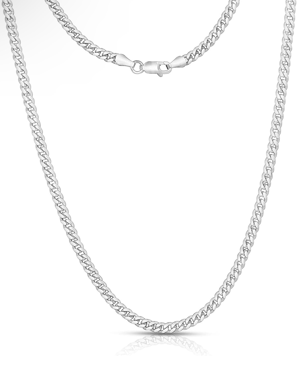 アクセサリー silver925 chain necklace Solid Sterling Silver 925 Curb Link Chain Necklace For Men