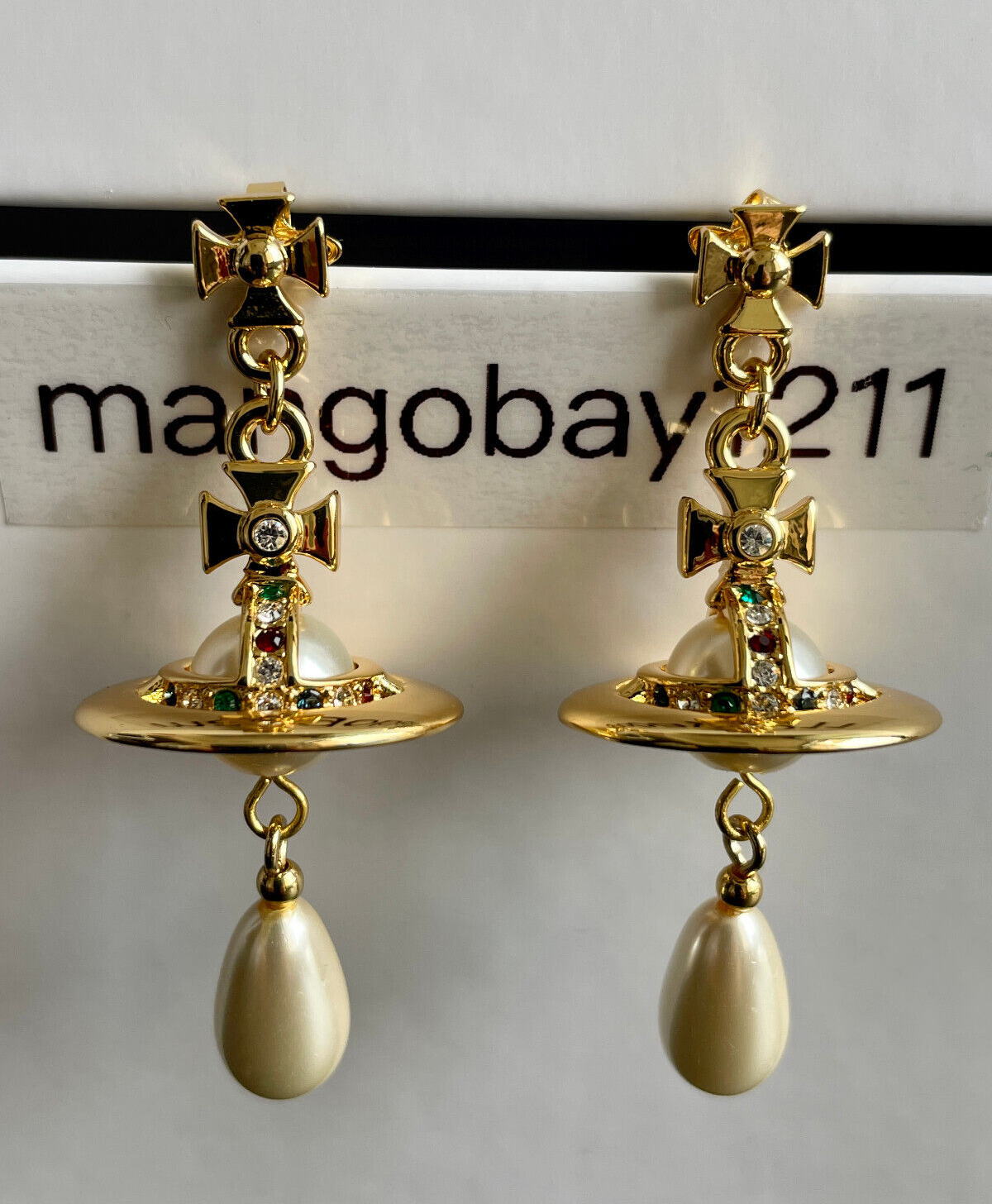 【VIVIENNE WESTWOOD】(W) Orga Pearl Earrings Gold Vivienne Westwood Gold Pearl 3D Orb Drop Earrings | eBay