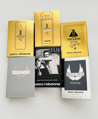 Paco Rabanne 1 Million & Invictus Collection For Men Sample Size (6pcs)