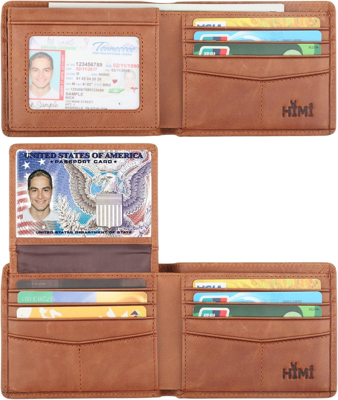 Wallet for Men-Genuine Leather RFID Blocking Bifold Stylish Wallet with 2 ID Win