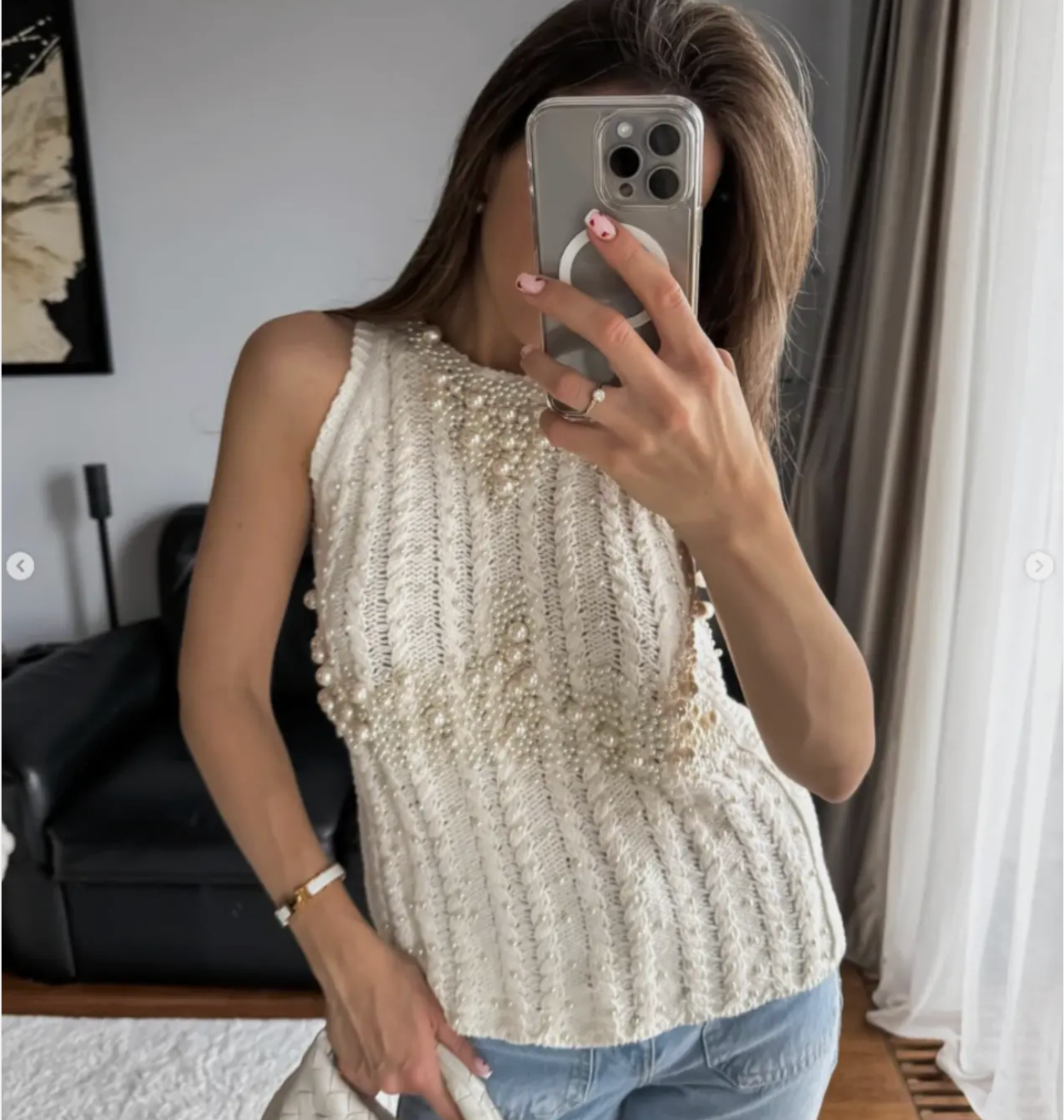 ニット+セーター handmade random pearl knit vest WILLFULLY（ウィルフリー）の「handmade random pearl knit vest