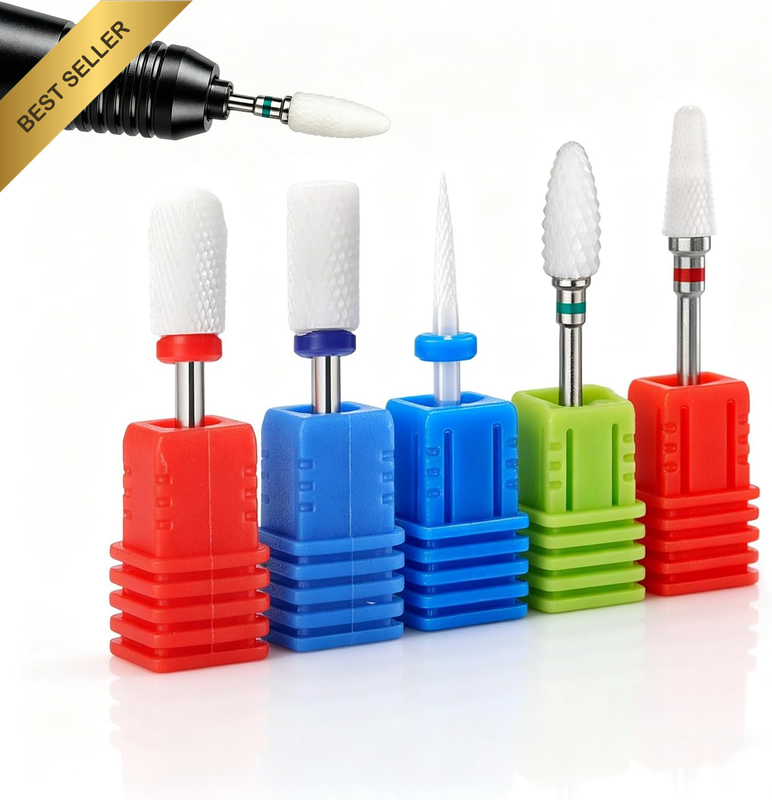 5Pcs Professional Nail Drill Bits Set, 5Pcs Ceramic Electric Nail File Drill Bit
