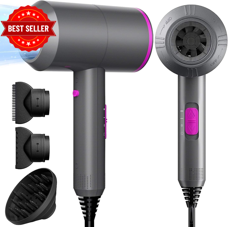 2200W Professional Hair Dryer Powerful AC Motor Quick Drying Ionic Dryer with 2