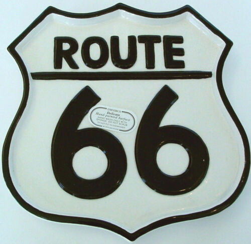 ROUTE RT 66 PLATE Shield 7" Ceramic Canape Fitz & Floyd Roadside Omnibus 
