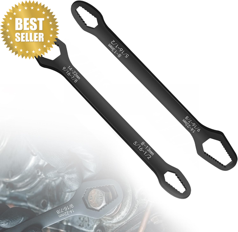 Universal Double Ended Wrench 2PCS 8-22Mm Self Tightening Spanner Multi Size Gri