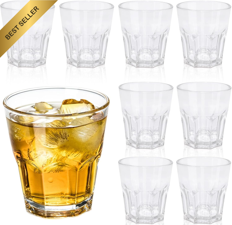 Clear Plastic Drinking Glasses, Acrylic Cups Reusable, Unbreakable Tumblers Set