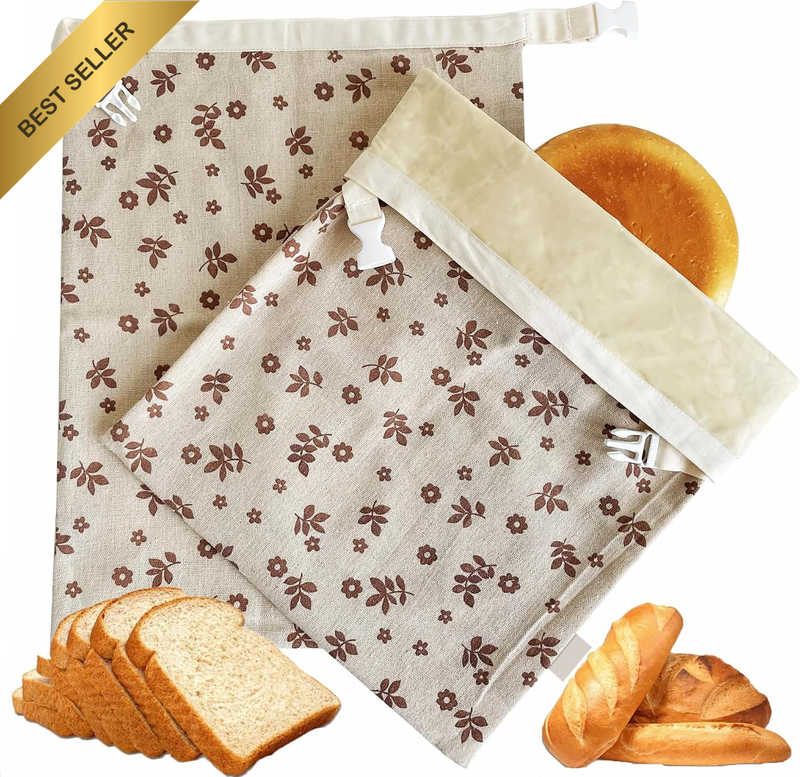 2 Pack Reusable Beeswax Bread Bags - Extra Large Bread Storage Bags for Sourdoug