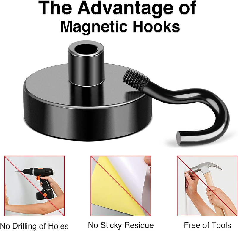 Black Magnetic Hooks, 25LB Heavy Duty Magnet Hooks for Cruise Cabins, Strong Mag