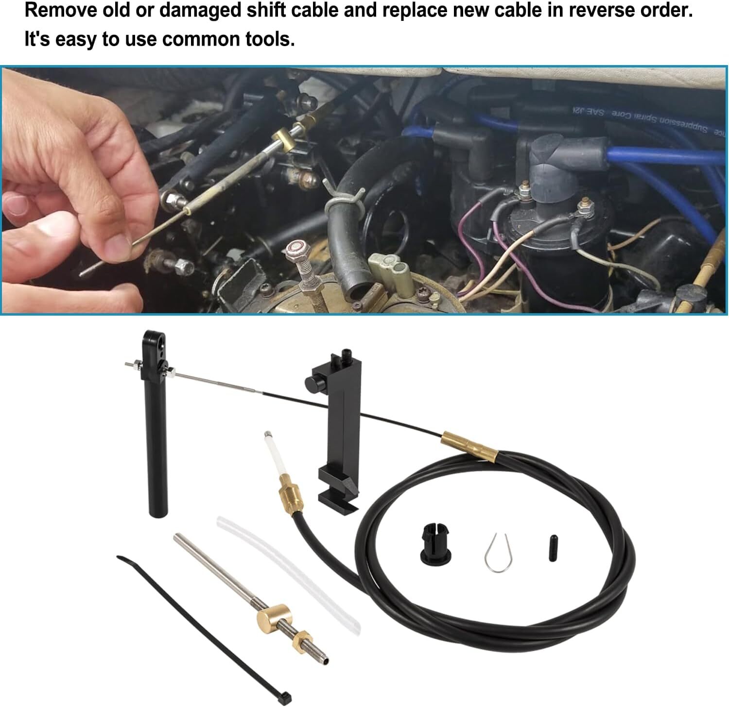1 & 2 Lower Shift Cable Kit 865436A03 for Mercruiser Alpha