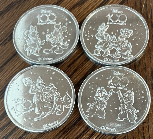 Disneyland 100th Anniversary , Set Of 4 Coins , Medallions