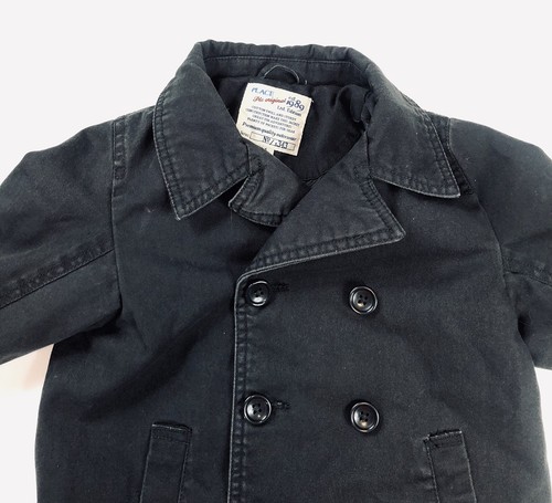 CHILDREN’S PLACE TCP Coat Boy 24 Months 2T Gray Cotton Twill Button Pockets Warm