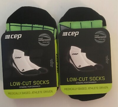 2 pairs-CEP Women Low-Cut Compression Socks Color deep ocean/green  Size II