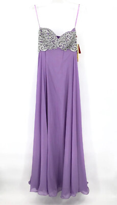 NWT May Queen Strapless Metallic Corset Lace Up A-Line Evening Gown 1105 Lilac 4