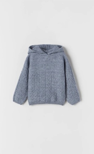 ZARA NWT cable hoodie knit sweater size 12-18 months | eBay