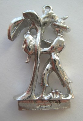 VINTAGE Sterling BANANA HARVESTER Silver Bracelet Charm JAMAICA