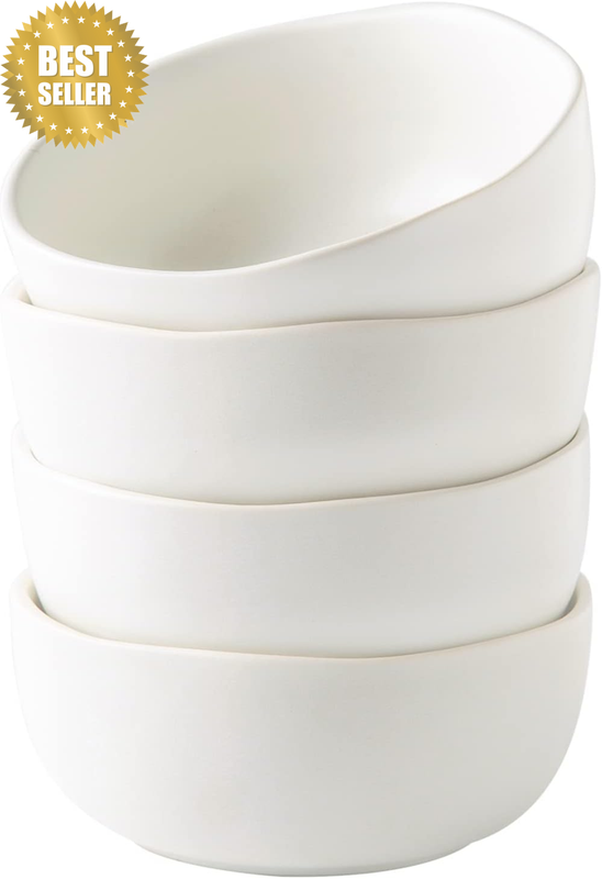 Stoneware Cereal Bowls for Kitchen, 28Oz Large Ceramic Soup Bowls Set of 4 for M