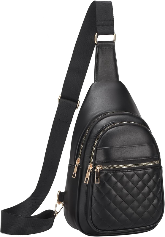 Leather Sling Bag Crossbody Chest Bag for Women Men Travel Hiking Daypack Casual