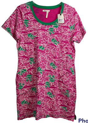 NWT Hatley Resort Sz XL Short Sleeves Pink White Beach Cover Up Dress Coral Reef