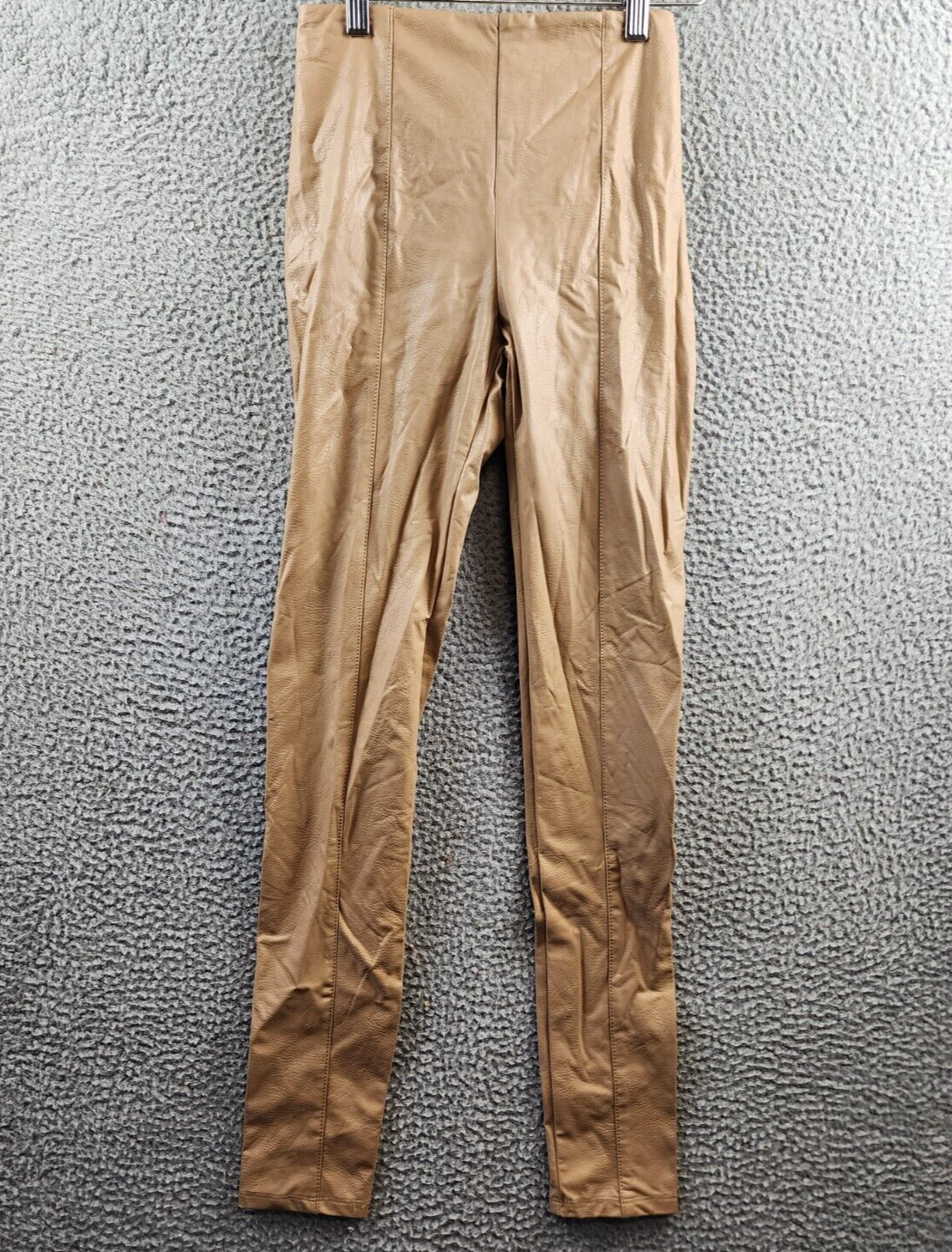 Lyssé Textured Faux Leather Leggings Womens XS Warm Biscuit Elastic Waist PullOn - Picture 2 of 14