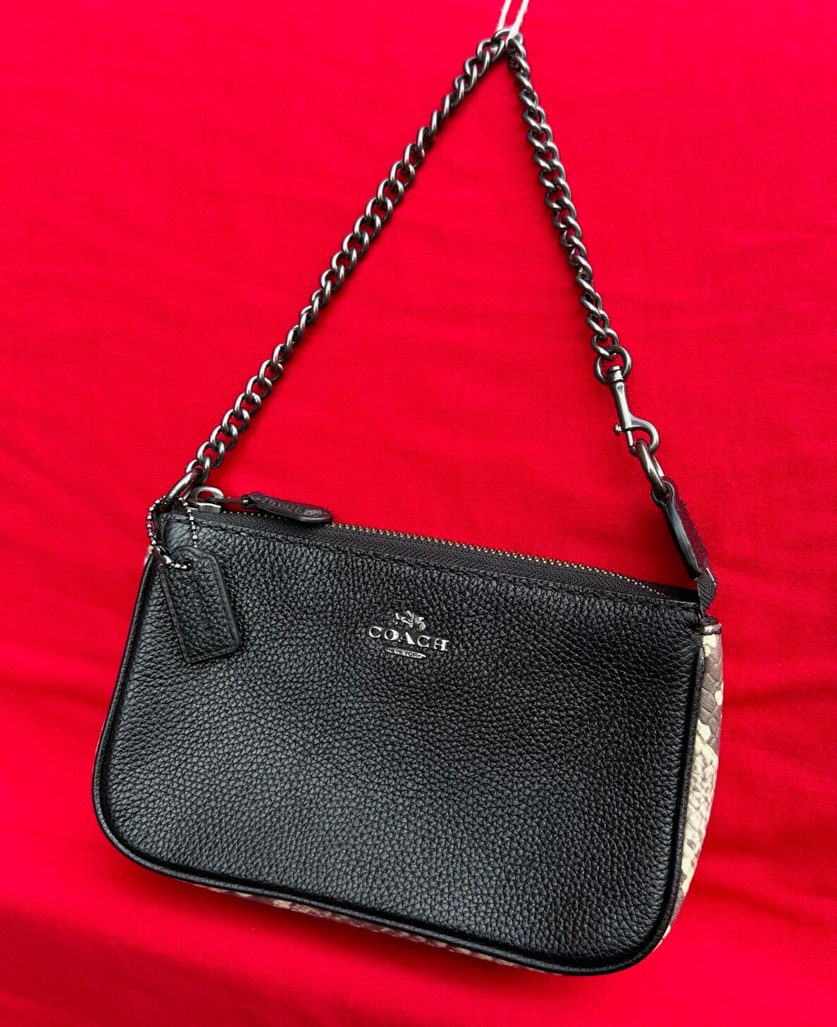 EUC Coach NOLITA 19 Wristlet Black Pebble & Snakeskin