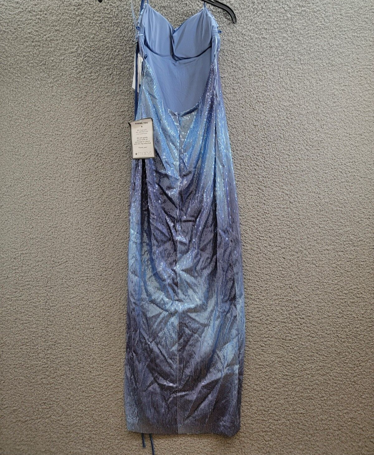 Violet Weekend Strappy Ombré Sequin Gown Juniors' Gradient Blue Lace Zip 3/4 - Picture 9 of 16