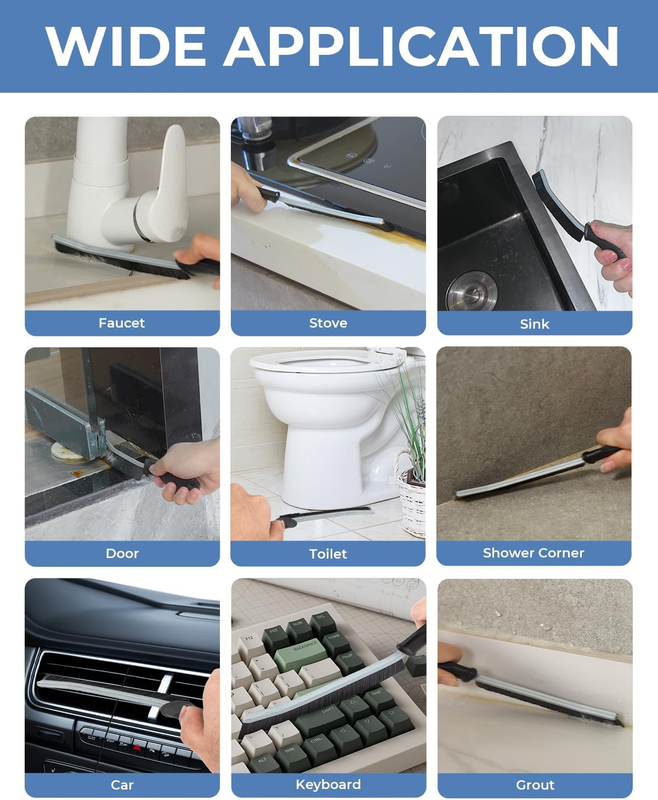 Crevice Cleaning Brushes, Cleaner Scrub Brush Tool for Hard to Reach Tight Space